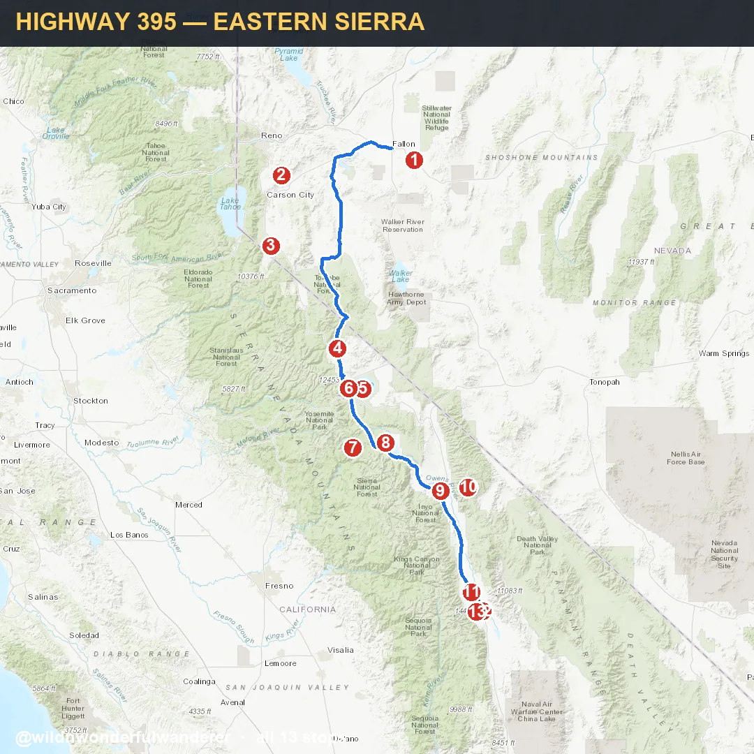 Map thumbnail for Highway 395 Eastern Sierra route