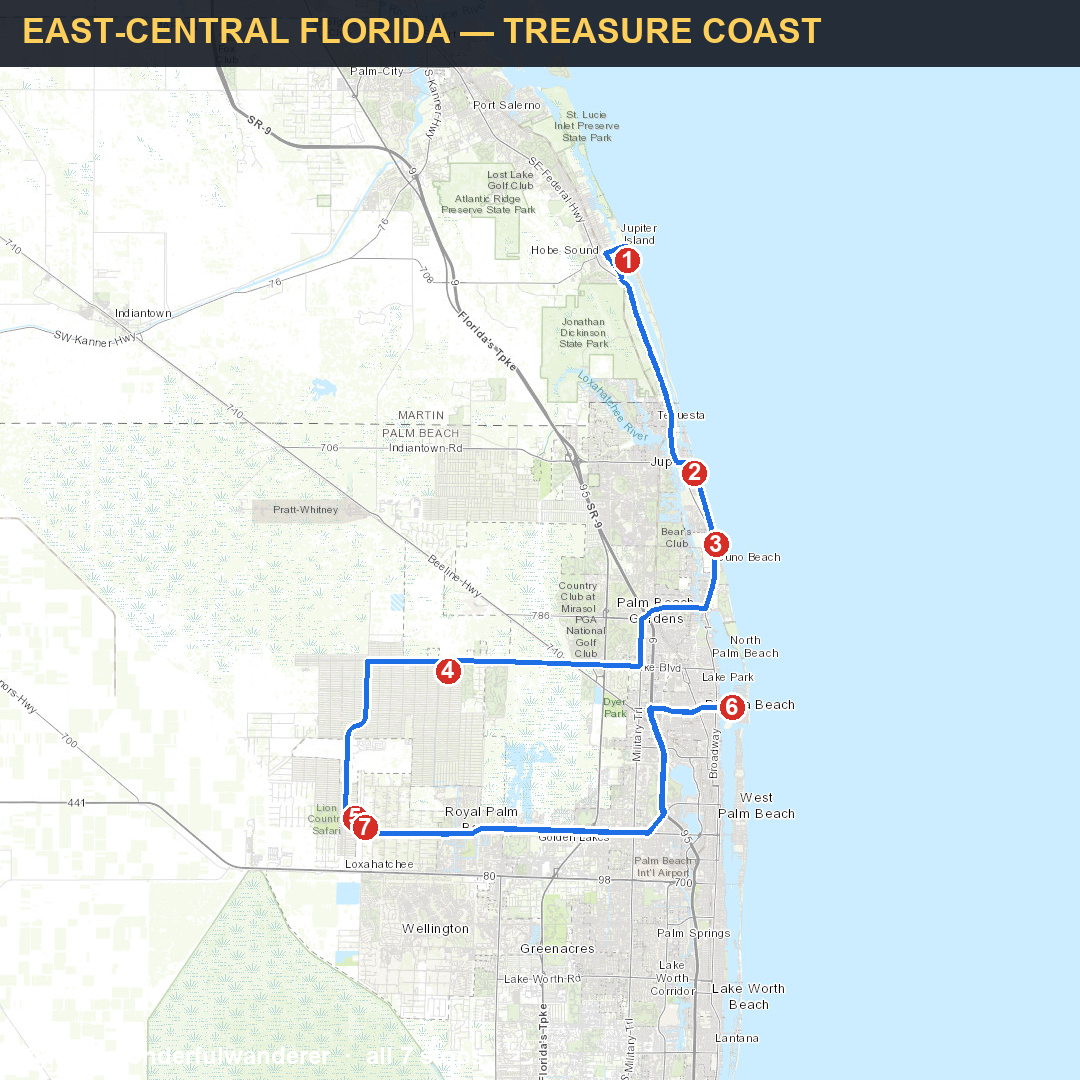 Map thumbnail for the Florida Treasure Coast route
