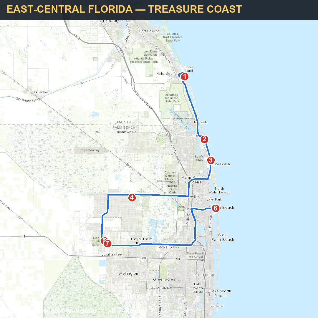 Map thumbnail for the Florida Treasure Coast route