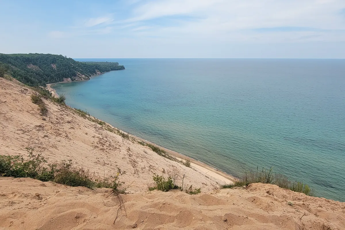 The Grand Sable dune bank dropping to Lake Superior