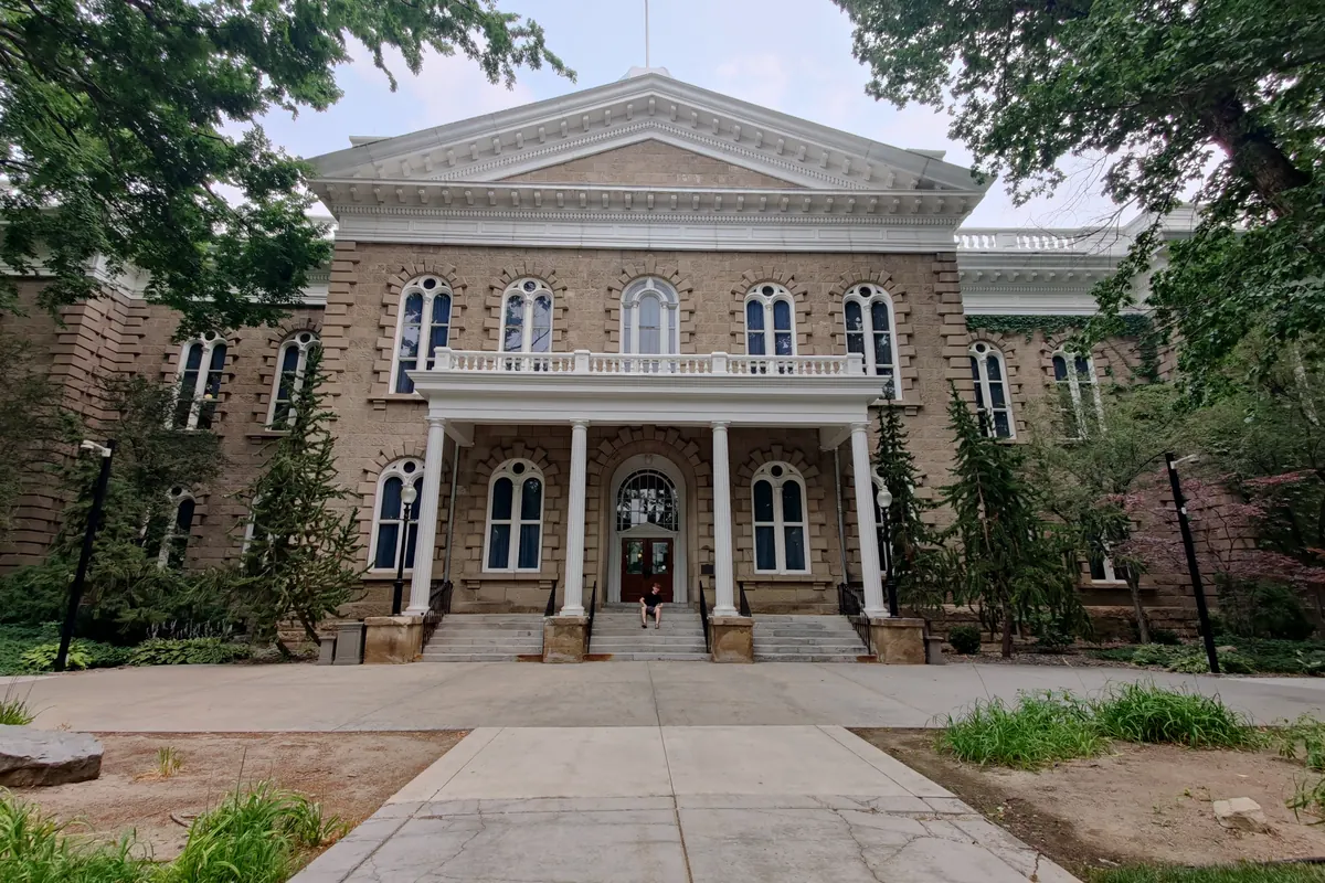 The Nevada State Capitol in Carson City with its silver-colored dome