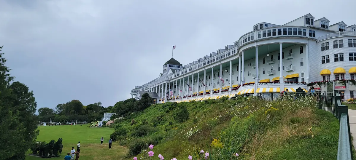 The Grand Hotel porch and lawn on Mackinac Island
